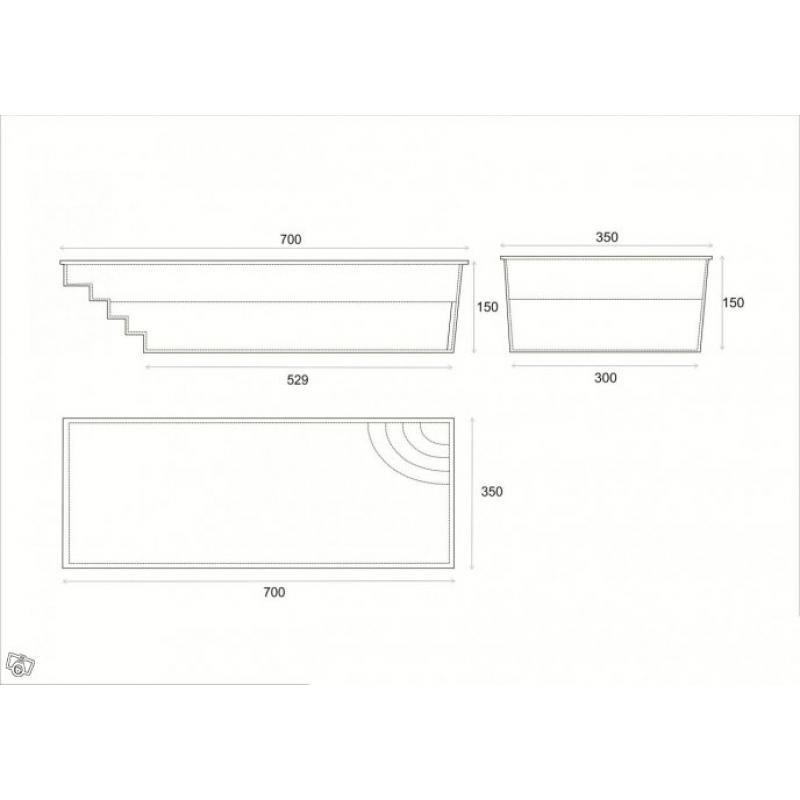 Glasfiberpool Papeete 700 med Pooltak