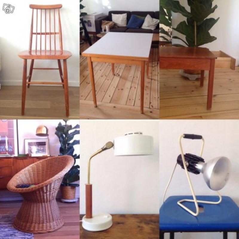 Retro möbler, perstorps bord, lampor, stol
