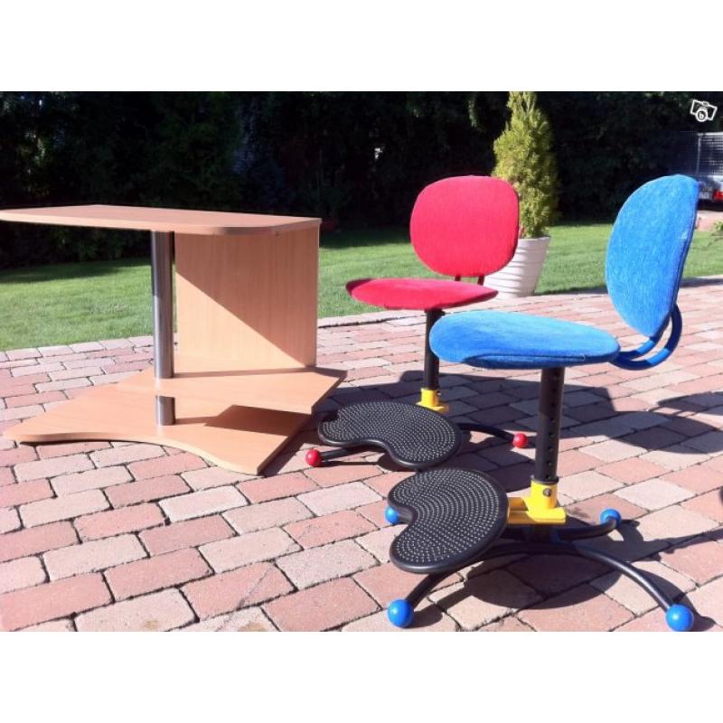 Modern TV-bänk glas & Kinnarps kontorsstol
