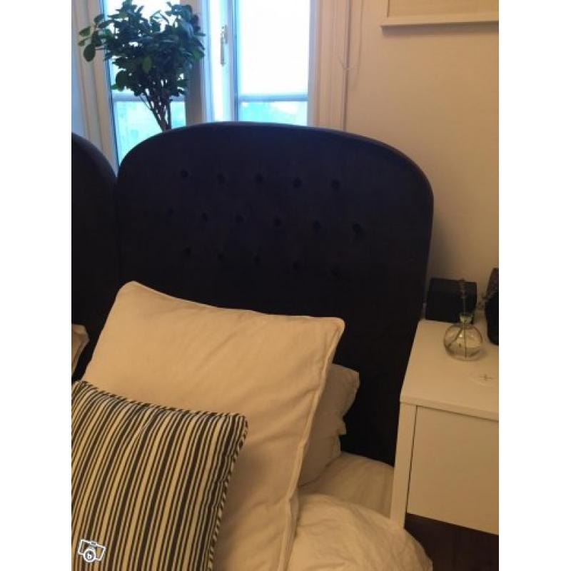 Sänggavlar i mörkgrå sammet