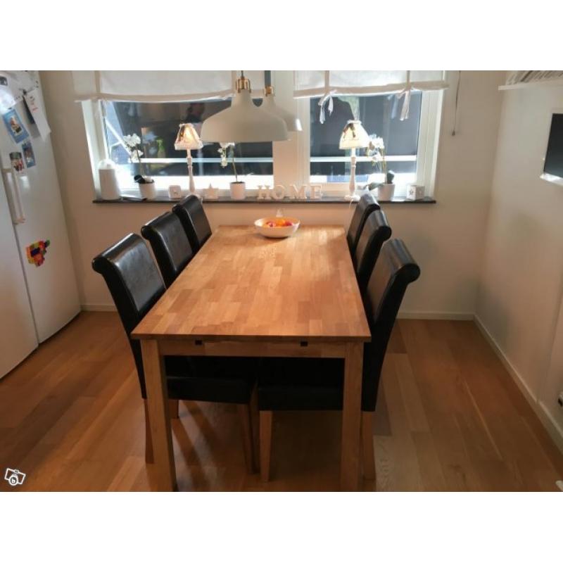 Ekbord 90x180 cm med 6 stolar