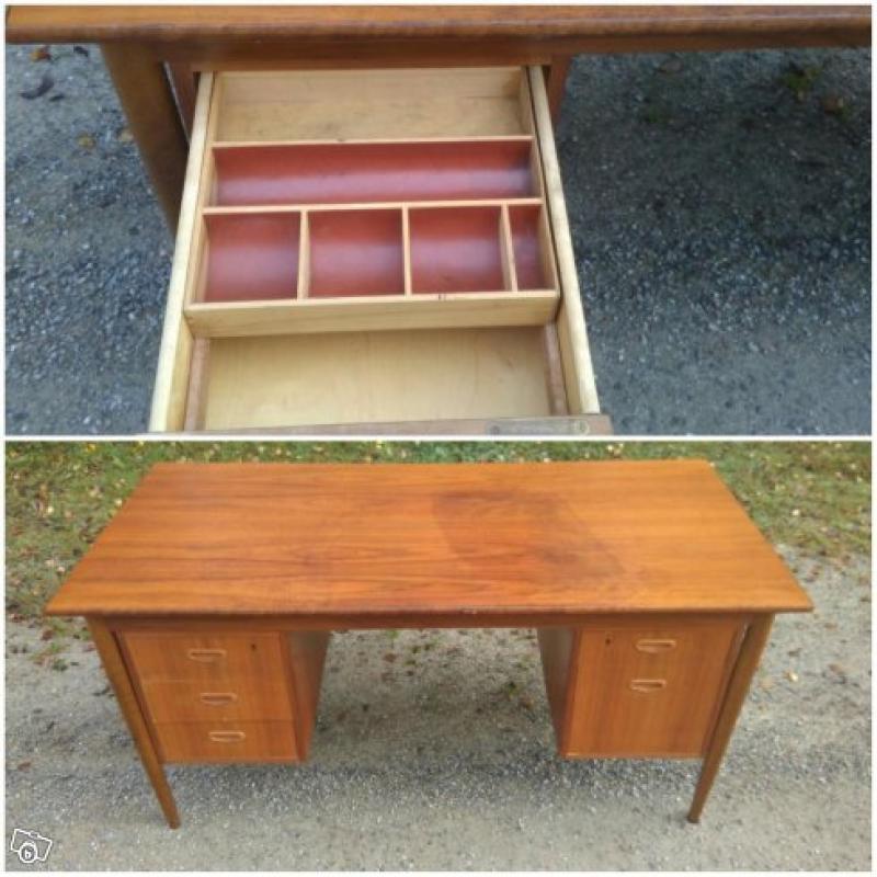 Teakhylla och teakskrivbord 60 tal retro teak
