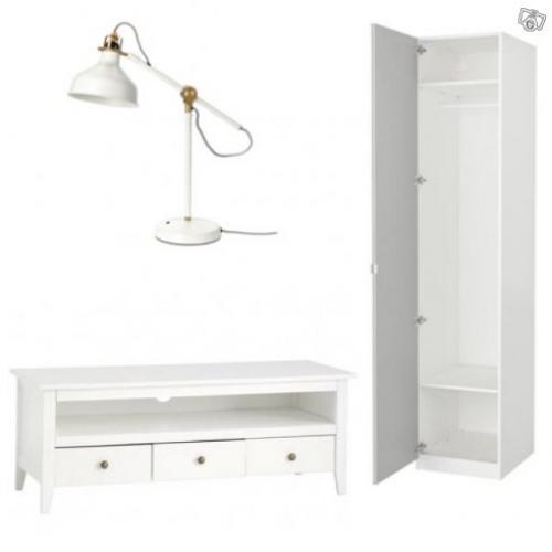 PAX garderob RANARP lampa AULUM tv-bänk